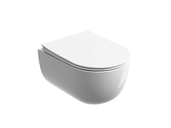 подвесной унитаз ceramica nova modena rimless, с крепежом, с сиденьем и крышкой с функцией плавного закрытия, белый cn6063
