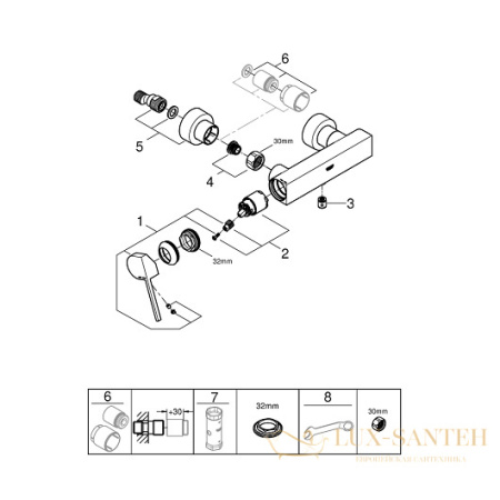 смеситель grohe plus 33577003 для душа, хром