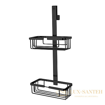 3sc appy, appy2no, полочка-корзинка двойная 25х12хh57см, подвесная на стекло, черный матовый