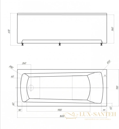 акриловая ванна aquatek либра new 160x70 lib160n-0000003 с фронтальным экраном (слив слева)