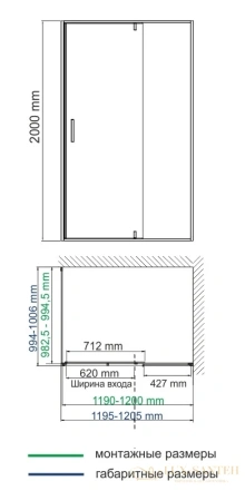 душевой уголок wasserkraft aisch 55p10 120х100 см 