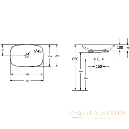 раковина villeroy & boch loop & friends 4a490001 56х38 см, альпийский белый