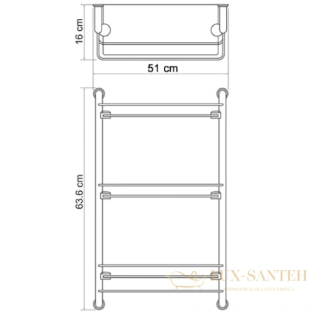 полка стеклянная wasserkraft bm k-2033 51 см, хром