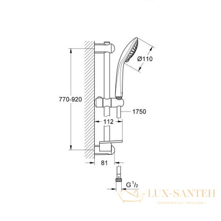 душевой гарнитур grohe euphoria 110 champagne 27227001, хром