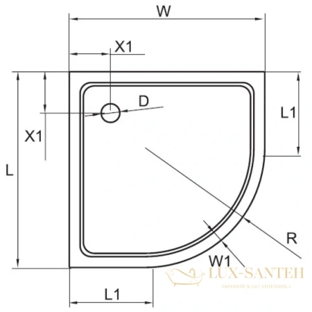 акриловый поддон cezares tray-a-r tray-a-r-90-550-15-w 90x90 см, белый