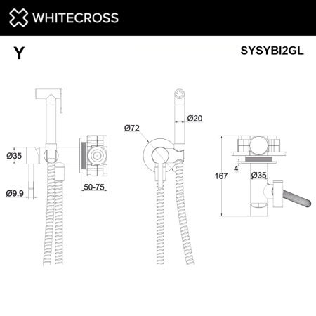 система для биде скрытого монтажа whitecross y sysybi2gl, золото