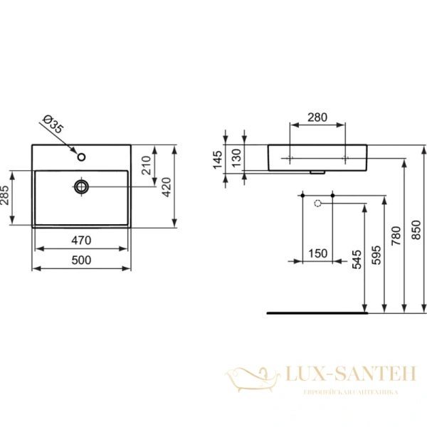 раковина чаша ideal standard strada k077701 50 см, белый