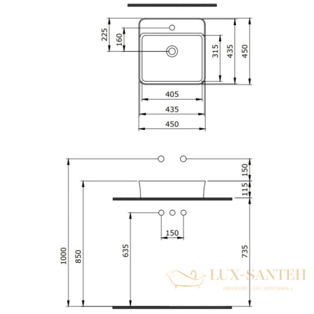 раковина berges ego sl 182014 45х45 см, белый