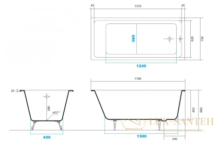 чугунная ванна aquatek альфа 170x75 aq8970f-00