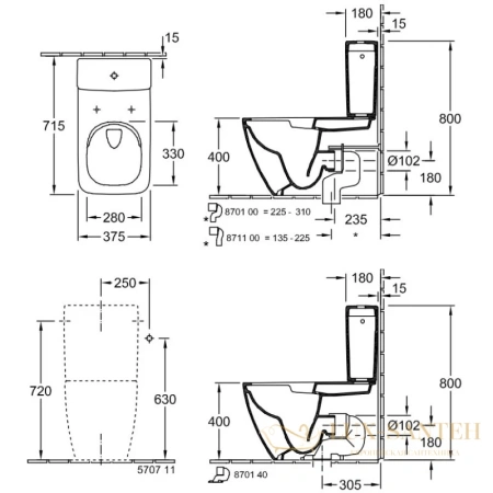 бачок villeroy & boch venticello 570711r1 для унитаза, альпийский белый