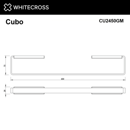 полотенцедержатель 450 мм. whitecross cubo cu2450gm, оружейная сталь