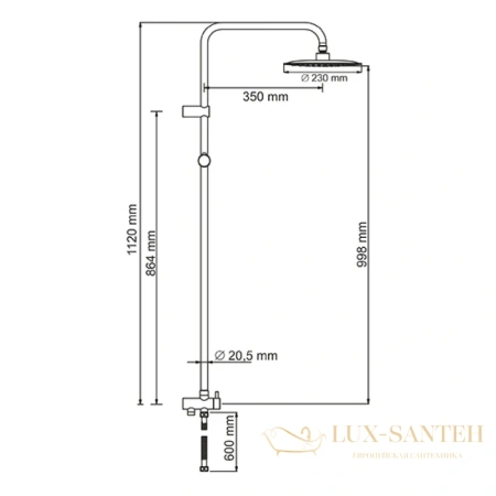 душевая стойка wasserkraft isar a041, темная бронза