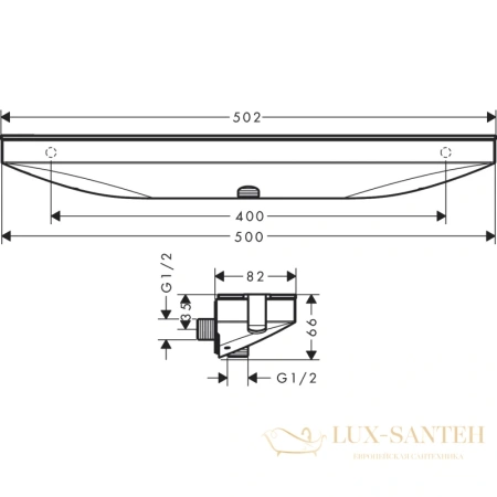 шланговое подсоединение hansgrohe rainfinity porter 500 26858000 с полкой, правое