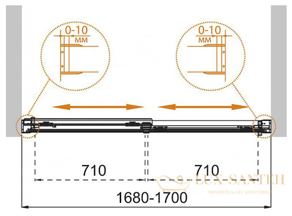 шторка на ванну cezares tandem-soft tandem-soft-vf-2-170/145-c-cr-iv 170 см профиль хром, стекло прозрачное