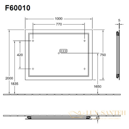 зеркало villeroy & boch finion f6001000 1000х750 мм, зеркальный