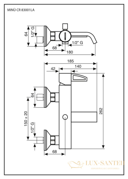 смеситель emmevi minu 83001la/cr для ванной, хром