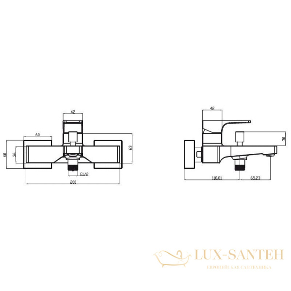 смеситель villeroy & boch architectura square tvt125001000k5 для ванны, черный матовый