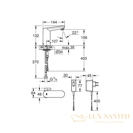 смеситель grohe eurosmart cosmopolitan e 36325001 для раковины, хром