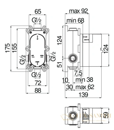 скрытая часть nobili rubinetterie, we81100 смесителя для ванны