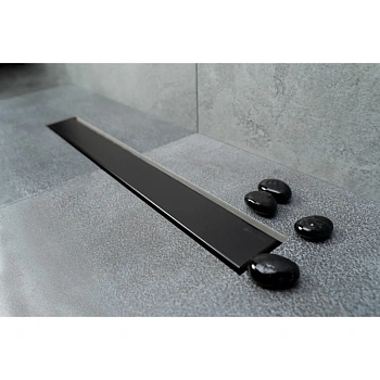 душевой канал pestan confluo frameless black matte line 13701319 550 мм 2 в 1 с основой под плитку, черный матовый