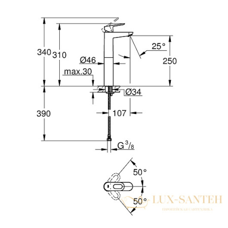 смеситель grohe bauloop 23764000 для раковины, хром