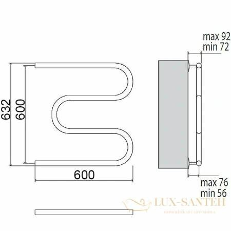 полотенцесушитель водяной terminus м-образный 4620768881213 60x60