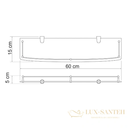 полка стеклянная wasserkraft bm k-555 60 см, хром