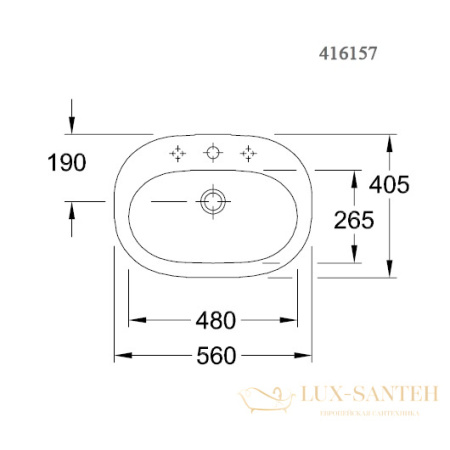 раковина встраиваемая сверху villeroy & boch o.novo 4161 57 01 560х405 мм, белый