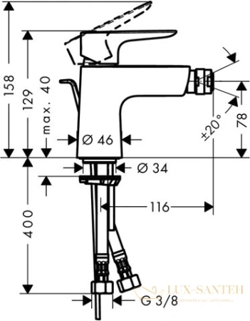 смеситель hansgrohe talis e 71720000 для биде