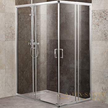 душевой уголок belbagno unique unique-ah-2-100/115-75/90-c-cr 115х90 см профиль хром, стекло прозрачное 