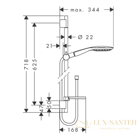 душевой гарнитур hansgrohe raindance select e 150 27856000 unica's puro хром