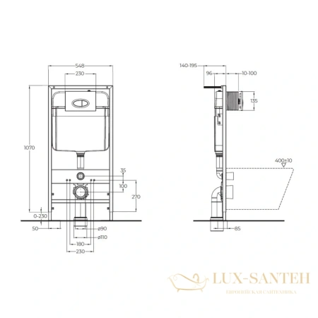 монтажный элемент для подвесного унитаза belbagno bb026 + bb084nero