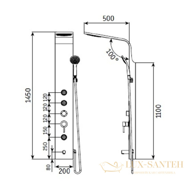 душевая панель rgw shower panels 21140105-14 sp-05 b, черный