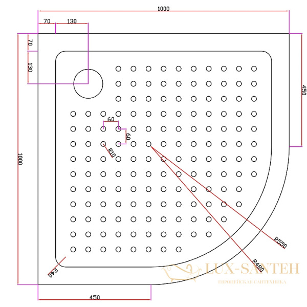 акриловый поддон cezares tray a tray-a-r-100-550-15-w0 для душа 100х100, белый