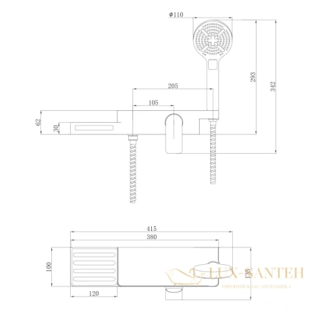 смеситель lemark unibox lm6903cw для душа, хром-белый