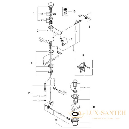 смеситель grohe eurosmart cosmopolitan t 36318000 для раковины, хром