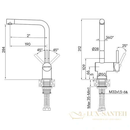 смеситель paulmark spring sp212067-ss для кухни, нержавеющая сталь