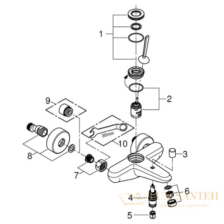 смеситель grohe eurodisc joy 23431000 для ванны, хром