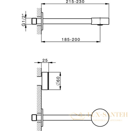 смеситель для раковины встраиваемый cisal slim, sm0135107d, внешняя часть, никель полированный/черный матовый