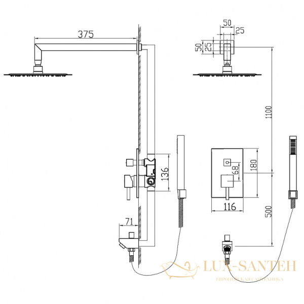 душевая система rgw shower panels 21140854-01 sp-54, хром