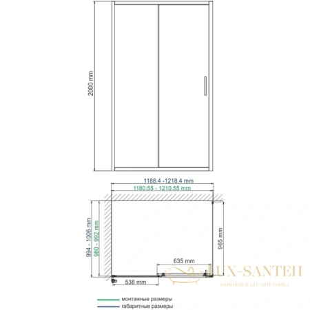 душевой уголок wasserkraft main 41s10 120х100 см 