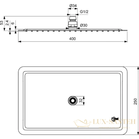 верхний душ ideal standard idealrain luxe b0391my 400х250 мм, нержавеющая сталь