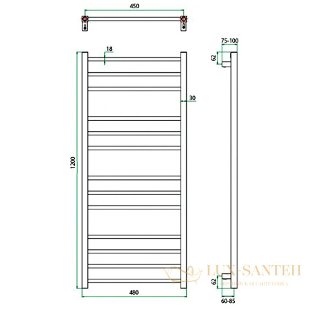 полотенцесушитель grota ecoclassik 48/120, хром