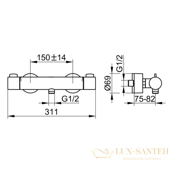 смеситель для душа dn 15 keuco plan blue, 53924010100, хром