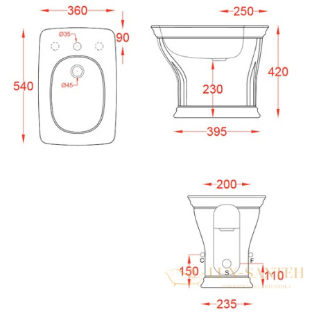 биде artceram civitas cib002 03 00 напольное, черный