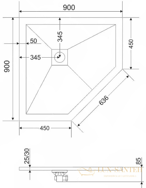 душевой поддон rgw stone tray 16155099-04 из искусственного камня st/t-b 90x90, черный