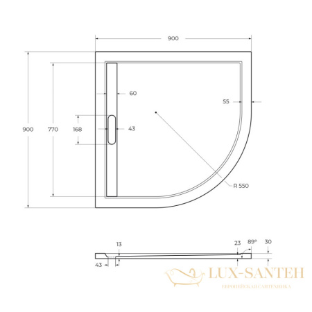 экран для поддона из искусственного мрамора cezares tray-as-r-100-100-scr, белый