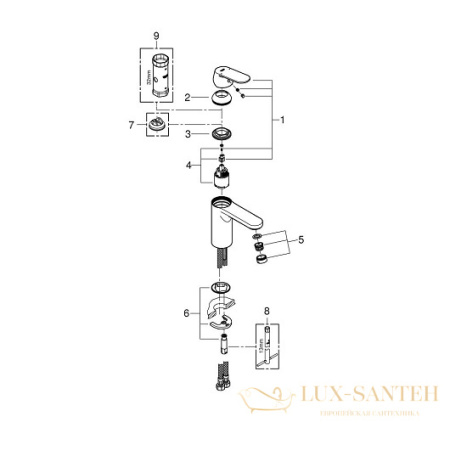 смеситель grohe eurosmart cosmopolitan 23327000 для раковины, хром