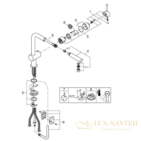 смеситель grohe minta 32168000 для мойки, хром