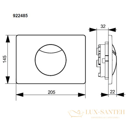 клавиша смыва villeroy & boch viconnect 9224 85 61, хром глянцевый